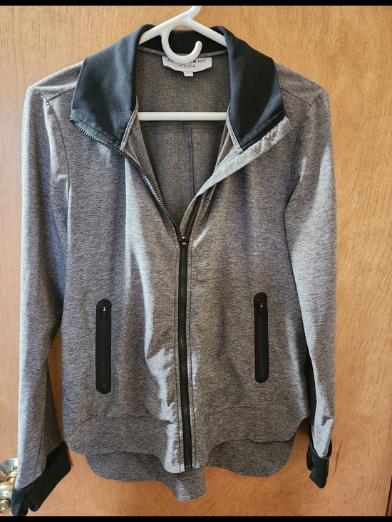 Athleta Jackets & Blazers - Athleta Grey Heather Full-Zip Jacket with Black Trim